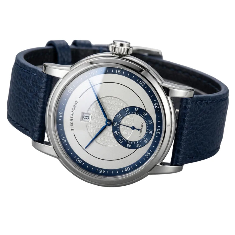 Relógio de pulso masculino automático Jump Hour White com complicação de hora saltante e mostrador branco opalino